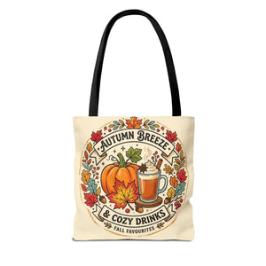 Autumn Breeze Tote Bag, Pumpkin & Cozy Drinks Fall Market - Bags