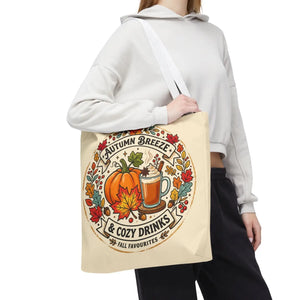 Autumn Breeze Tote Bag, Pumpkin & Cozy Drinks Fall Market - Bags