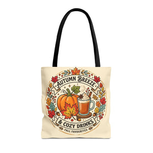 Autumn Breeze Tote Bag, Pumpkin & Cozy Drinks Fall Market - Bags