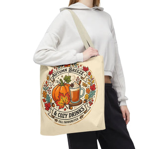 Autumn Breeze Tote Bag, Pumpkin & Cozy Drinks Fall Market - Bags