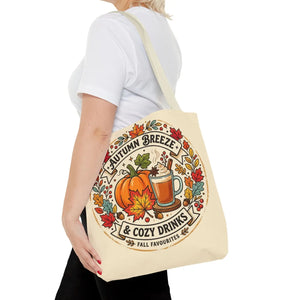 Autumn Breeze Tote Bag, Pumpkin & Cozy Drinks Fall Market - Bags