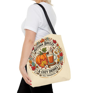 Autumn Breeze Tote Bag, Pumpkin & Cozy Drinks Fall Market - Bags