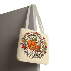 Autumn Breeze Tote Bag, Pumpkin & Cozy Drinks Fall Market - Bags