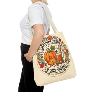 Autumn Breeze Tote Bag, Pumpkin & Cozy Drinks Fall Market - Bags