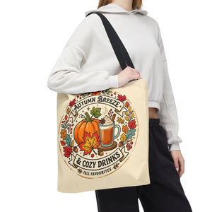 Autumn Breeze Tote Bag, Pumpkin & Cozy Drinks Fall Market - Bags