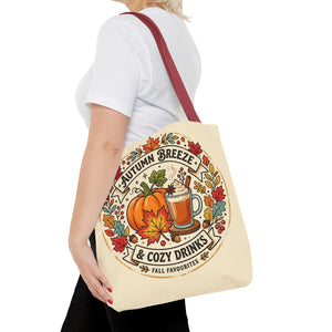 Autumn Breeze Tote Bag, Pumpkin & Cozy Drinks Fall Market - Bags