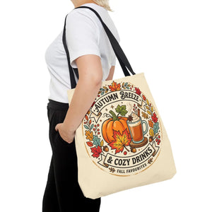 Autumn Breeze Tote Bag, Pumpkin & Cozy Drinks Fall Market - Bags