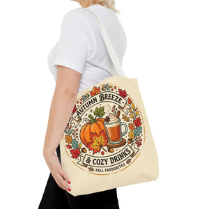 Autumn Breeze Tote Bag, Pumpkin & Cozy Drinks Fall Market - Bags