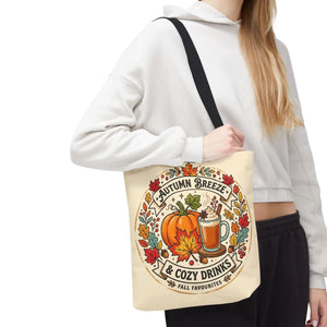 Autumn Breeze Tote Bag, Pumpkin & Cozy Drinks Fall Market - Bags