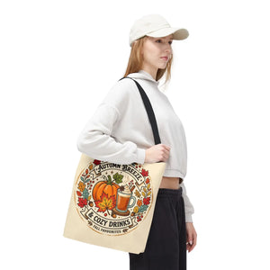 Autumn Breeze Tote Bag, Pumpkin & Cozy Drinks Fall Market - Bags