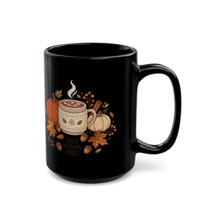 Autumn Coffee Mug, Cozy Vibes Pumpkin & Leaves 11oz/15oz - Mugs