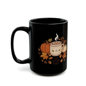Autumn Coffee Mug, Cozy Vibes Pumpkin & Leaves 11oz/15oz - Mugs
