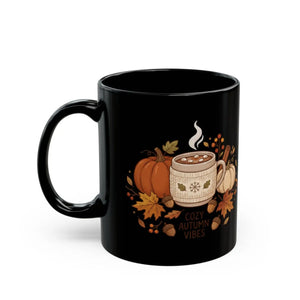 Autumn Coffee Mug, Cozy Vibes Pumpkin & Leaves 11oz/15oz - Mugs