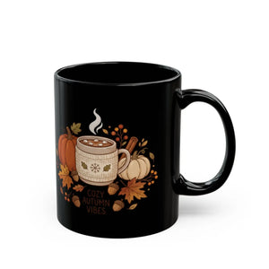 Autumn Coffee Mug, Cozy Vibes Pumpkin & Leaves 11oz/15oz - Mugs