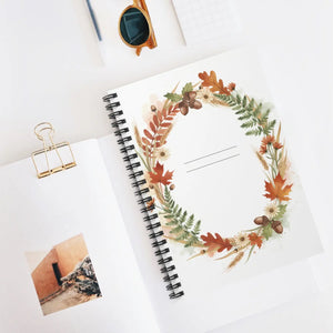 Autumn Floral Wreath Spiral Notebook - Fall Journal - Dipaliz - Journals