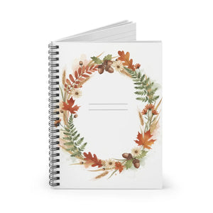 Autumn Floral Wreath Spiral Notebook - Ruled Fall Journal - Dipaliz - one Size - Paper Products