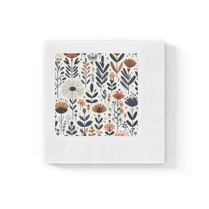 Paper Napkins - Vibrant Autumn Flowers Coined Edge - Dipaliz - 6.5’’ x / White / 100 Pcs