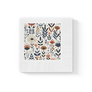 Paper Napkins - Vibrant Autumn Flowers Coined Edge - Dipaliz