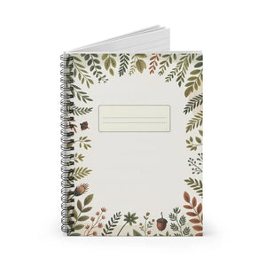 Autumn Foliage Spiral Notebook - Ruled Leaf and Acorn Design - Dipaliz - one Size - Paper Products