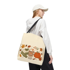 Autumn Hygge Tote Bag, Cozy Pumpkin & Hot Cocoa Fall Shopper - Bags