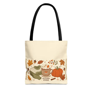 Autumn Hygge Tote Bag, Cozy Pumpkin & Hot Cocoa Fall Shopper - Bags