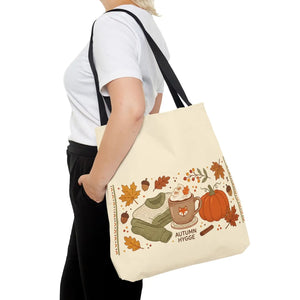 Autumn Hygge Tote Bag, Cozy Pumpkin & Hot Cocoa Fall Shopper - Bags