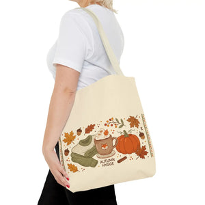 Autumn Hygge Tote Bag, Cozy Pumpkin & Hot Cocoa Fall Shopper - Bags