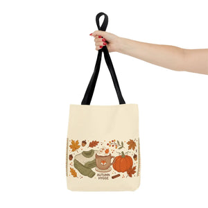 Autumn Hygge Tote Bag, Cozy Pumpkin & Hot Cocoa Fall Shopper - Bags