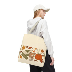 Autumn Hygge Tote Bag, Cozy Pumpkin & Hot Cocoa Fall Shopper - Bags