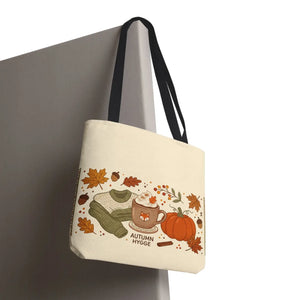 Autumn Hygge Tote Bag, Cozy Pumpkin & Hot Cocoa Fall Shopper - Bags