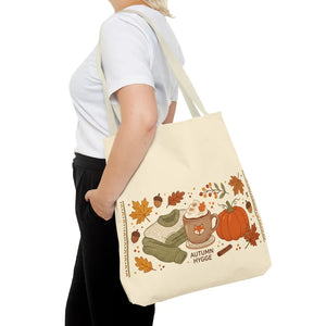 Autumn Hygge Tote Bag, Cozy Pumpkin & Hot Cocoa Fall Shopper - Bags