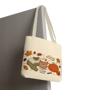 Autumn Hygge Tote Bag, Cozy Pumpkin & Hot Cocoa Fall Shopper - Bags