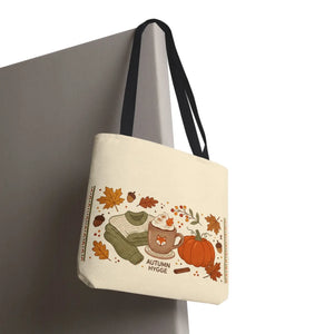 Autumn Hygge Tote Bag, Cozy Pumpkin & Hot Cocoa Fall Shopper - Bags