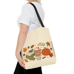 Autumn Hygge Tote Bag, Cozy Pumpkin & Hot Cocoa Fall Shopper - Bags