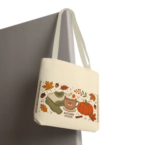 Autumn Hygge Tote Bag, Cozy Pumpkin & Hot Cocoa Fall Shopper - Bags