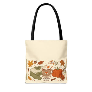Autumn Hygge Tote Bag, Cozy Pumpkin & Hot Cocoa Fall Shopper - Bags