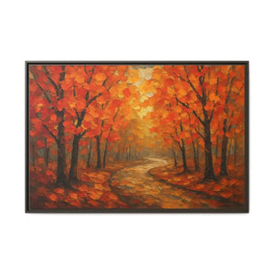 Autumn Landscape Canvas Print - Cozy Fall Glow Forest Art - Dipaliz - 48″ x 32″ (horizontal) / Espresso / 1.25’’