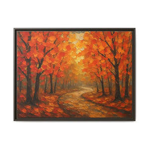 Autumn Landscape Canvas Print - Cozy Fall Glow Forest Art - Dipaliz - 32’’ x 24’’ (horizontal) / Espresso / 1.25’’