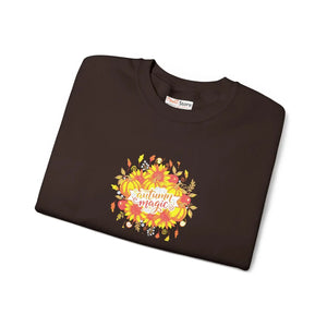 Autumn Leaves Crewneck Sweatshirt, Cozy Fall Floral ?Autumn Magic’ Design - Sweatshirts