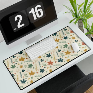 Autumn Leaves Desk Mat, Fall Floral Office Mousepad - Mouse Pads