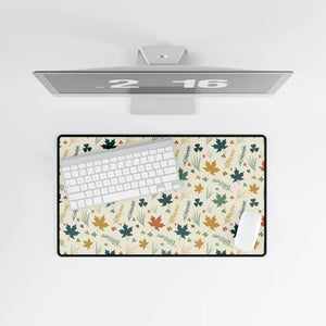 Autumn Leaves Desk Mat, Fall Floral Office Mousepad - Mouse Pads