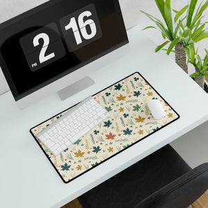 Autumn Leaves Desk Mat, Fall Floral Office Mousepad - Mouse Pads