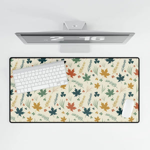 Autumn Leaves Desk Mat, Fall Floral Office Mousepad - Mouse Pads