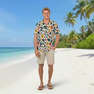 Autumn Leaves Hawaiian Camp Shirt - Lightweight Linen Look - Dipaliz - Shirts - s