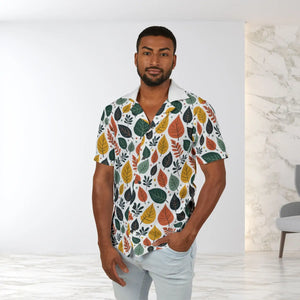 Autumn Leaves Hawaiian Camp Shirt - Lightweight Linen Look - Dipaliz - Shirts - s