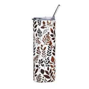 Matte Tumbler 20oz Autumn Leaves Stainless Steel - Dipaliz - White / Tumblers