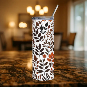 Matte Tumbler 20oz Autumn Leaves Stainless Steel - Dipaliz - White / Tumblers