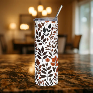 Autumn leaves 20oz skinny tumbler by DipaliZ in matte white stainless steel