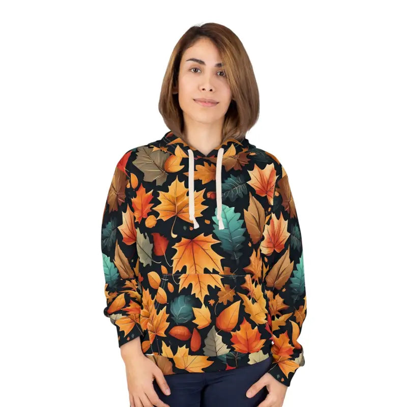 Cozy Up in Style: Autumn Leaves Pullover Hoodie - All Over Prints