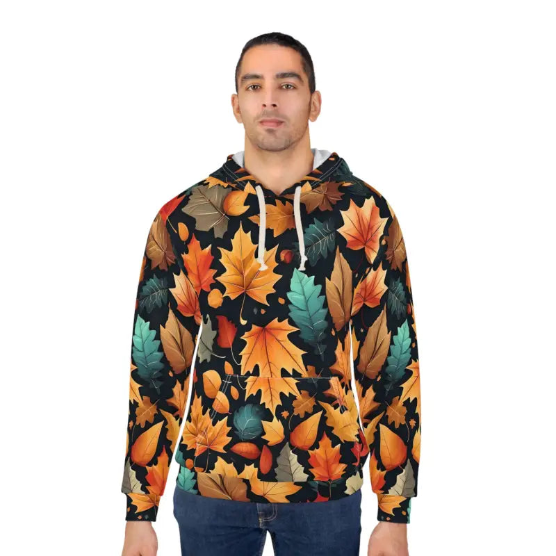 Cozy Up in Style: Autumn Leaves Pullover Hoodie - All Over Prints